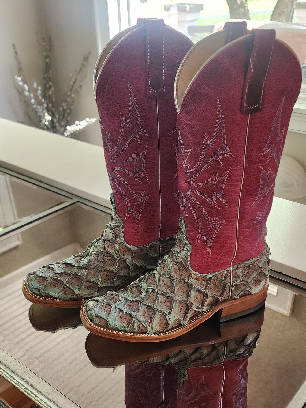 Exotic Big Bass ANDERSON BEAN Cowboy Boots with Berry Shaft 9 WOMENS NEW